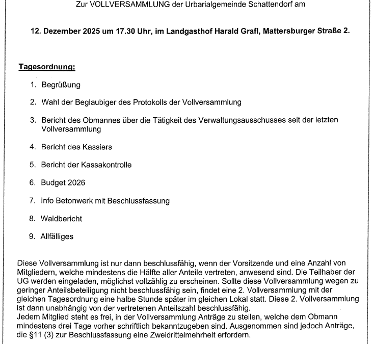 Urbarialgemeinde – Vollversammlung